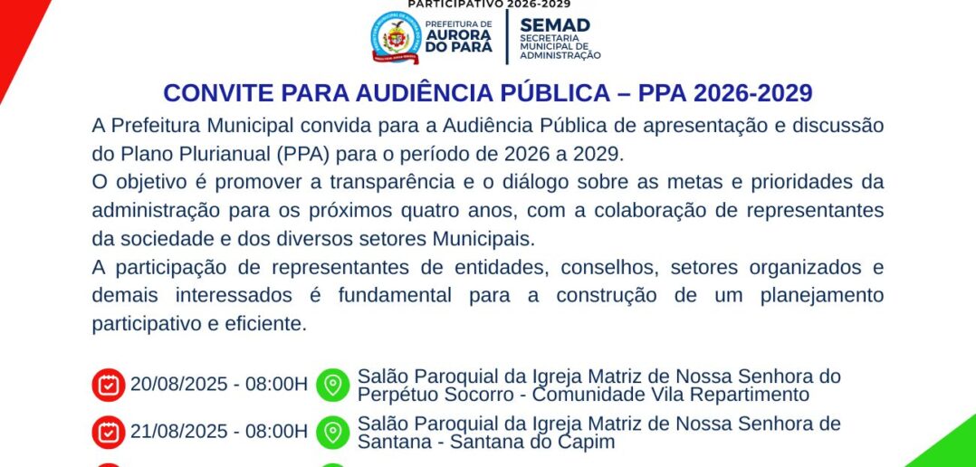 Convite para Audiência Pública – PPA 2026-2029